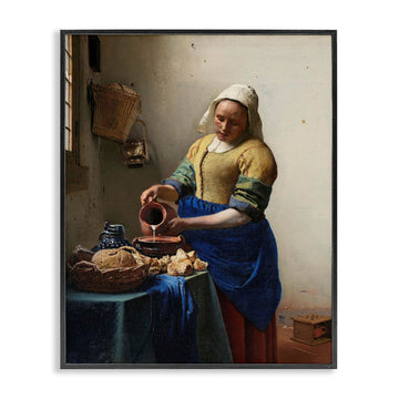 Vermeer Milkmaid Classical Painting, 24 x 30 Inch Framed Giclée Print
