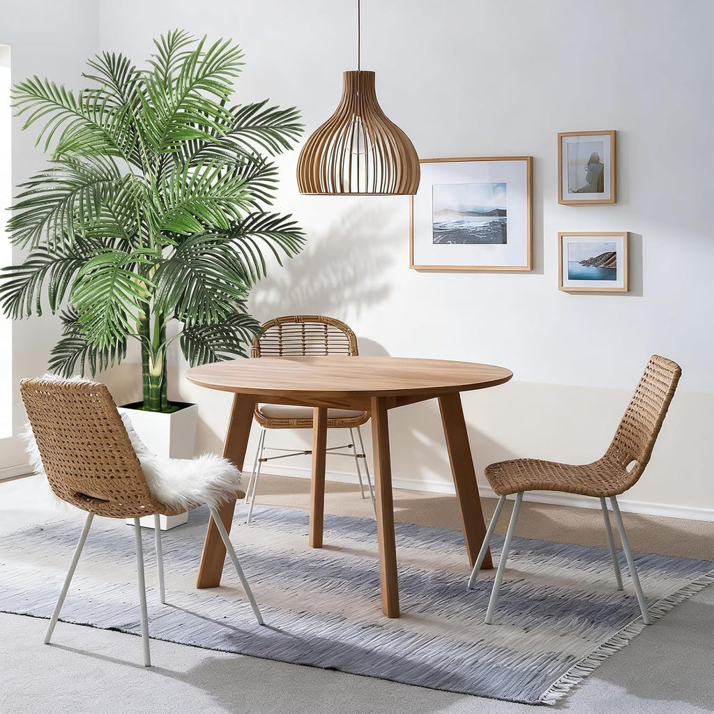 Fake Palm Tree Decor 6 FT Artificial Plants Indoor with White Tall Planter, UV Resistant Areca Palm Fake Tree with 3