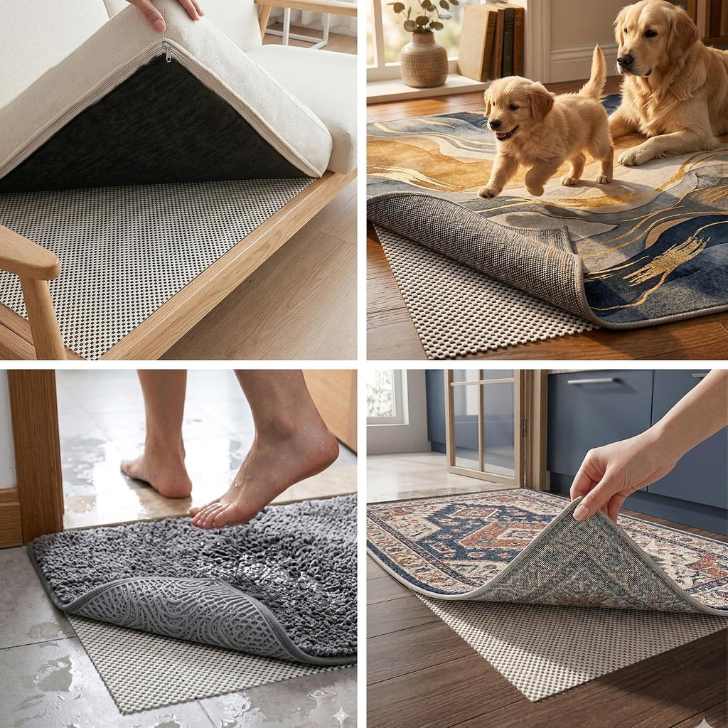 Non-Slip Rug Pad 5x7 Ft - 5'x7' PVC Anti-Slip Carpet Gripper Mat, 5 by 7 Feet Non Slip Pad for Area Rugs, Under Rug - Set of 35