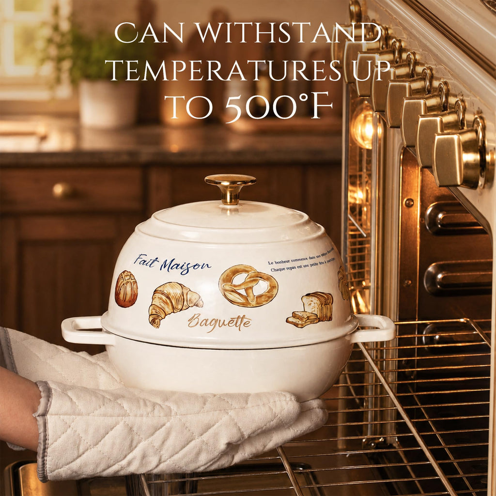 Enameled Cast Iron Dutch Oven, 5QT Pot with Lid & Gift Box
