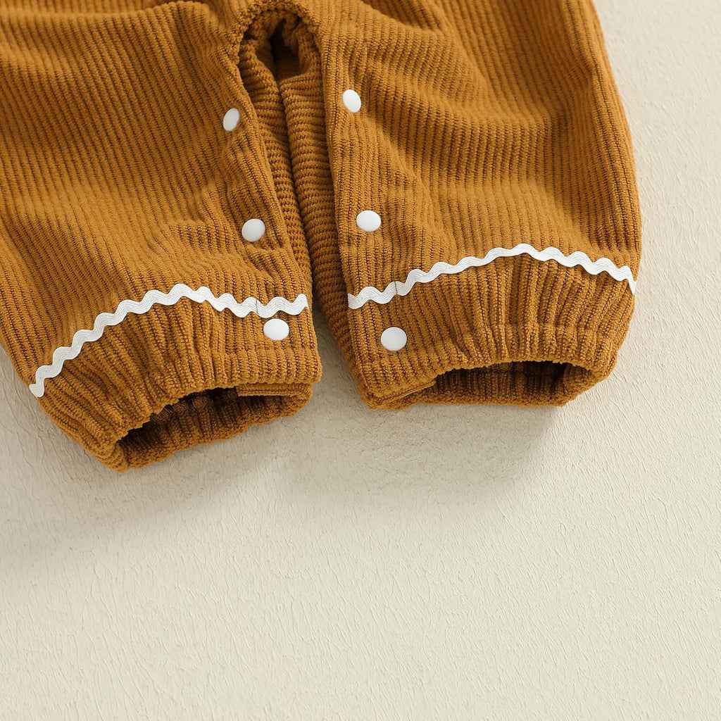 Baby Boy Christmas Outfit Plaid Long Sleeve Bodysuit Attached Bow Corduroy Romper Overalls 2 Pcs Set