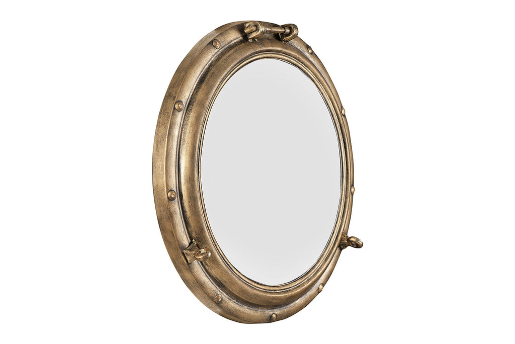 Round Metal Porthole Wall Mirror, Gold