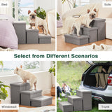 Dog Stairs for High Bed 18" H, Foldable Pet Stairs for Small Medium or Large Dogs Puppy with Storage for Bed or Couch