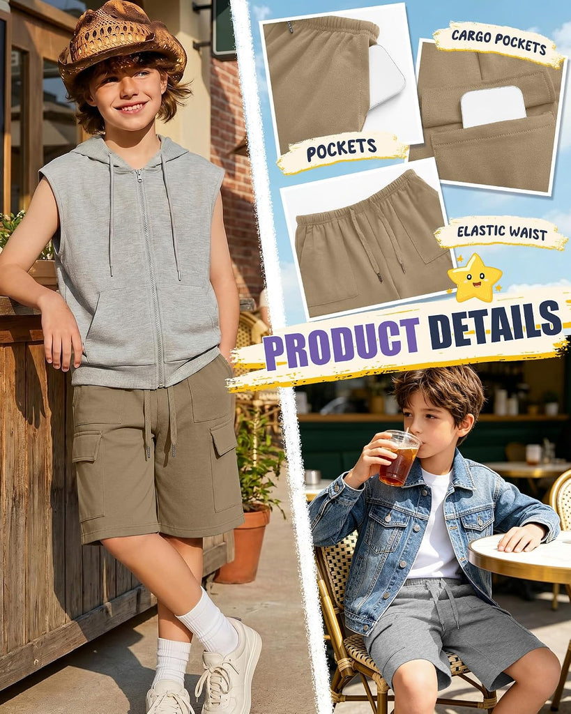 3 Pack Boys Cargo Knee Length Shorts