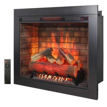 33" Electric Fireplace Insert w/Trim Kit, Hardwired or Plug-in, Realistic Crackling Sound & 4 Flame Colors, 1500W
