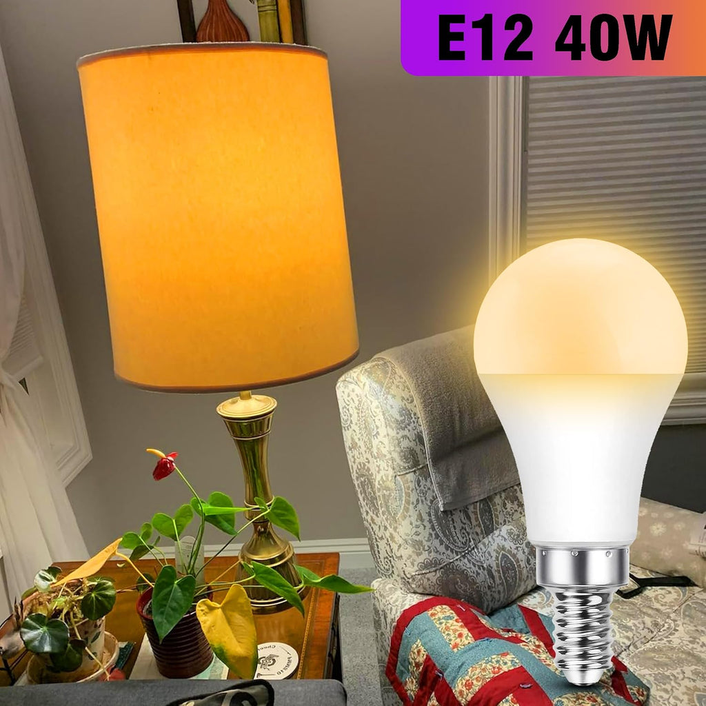 E12 Candelabra LED Light Bulbs 40Watt Equivalent 2700K Warm White, 4 Pack