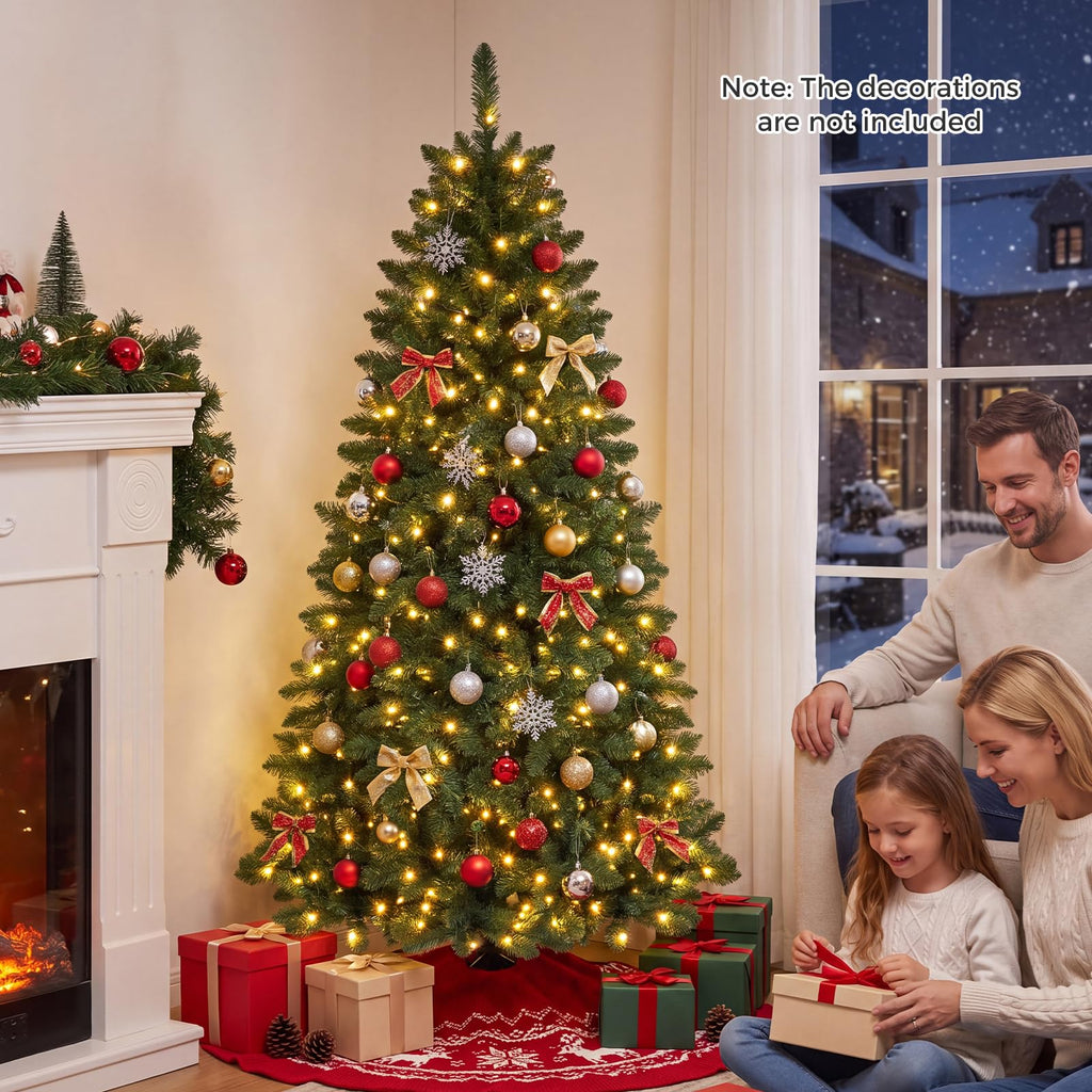 6 FT Artificial Pre-Lit Half Christmas Tree for Wall and Corner