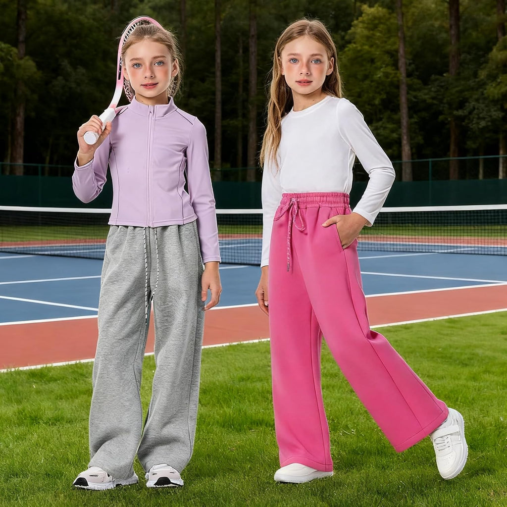 Girls Sweatpants Wide Leg Baggy Drawsting Sweat Pants for Girls Kids Athletic Trackpant Joggers