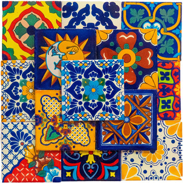 Mexican Talavera Tile Spanish Mediterranean Art Colorful 4"x4" Ceramic Hand Painted Mosaic , Wall, Mirror, Kitchen
