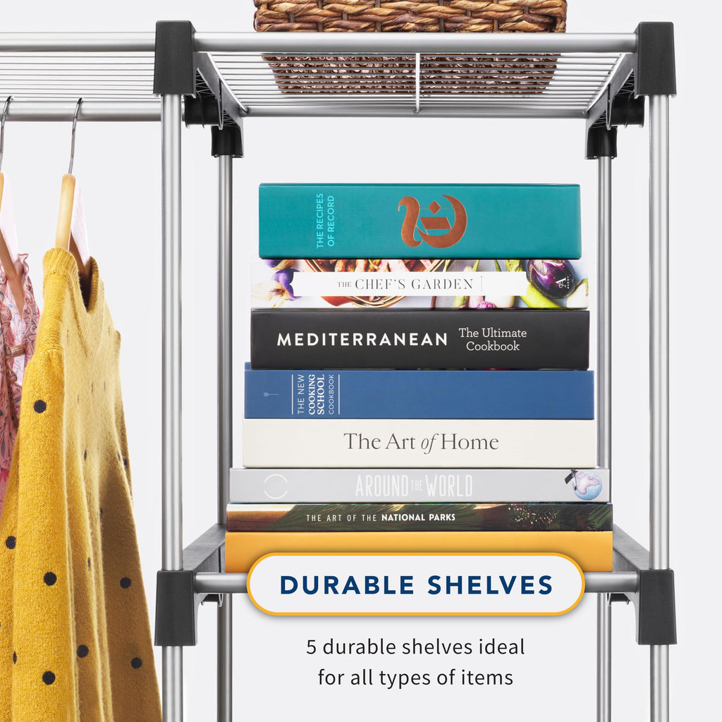 Double Rod Freestanding Closet Organizer, Silver
