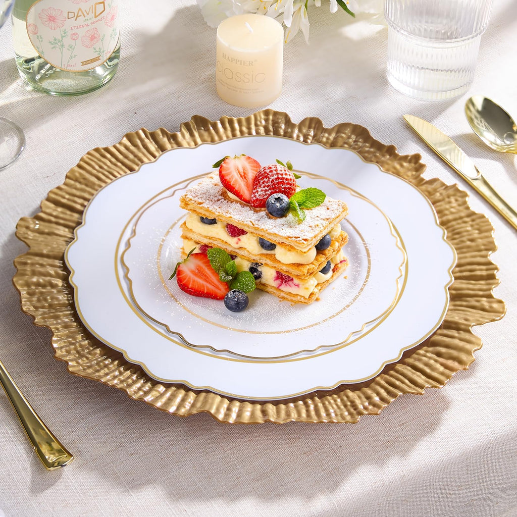 100 Pack 13 Inch Gold Reef Plastic Charger Plates