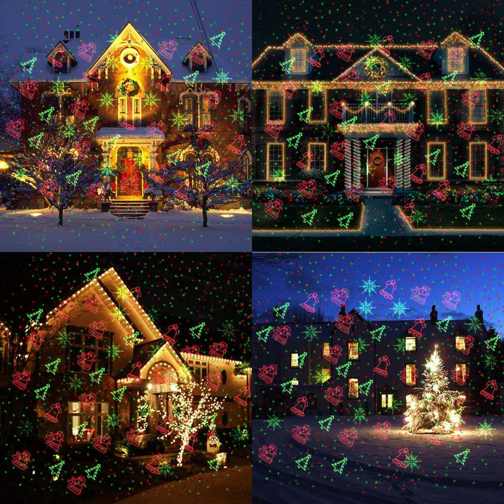 Christmas Projector Lights Outdoor Holiday Laser Lights Landscape Spotlight Red and Green with 360 Accessibility