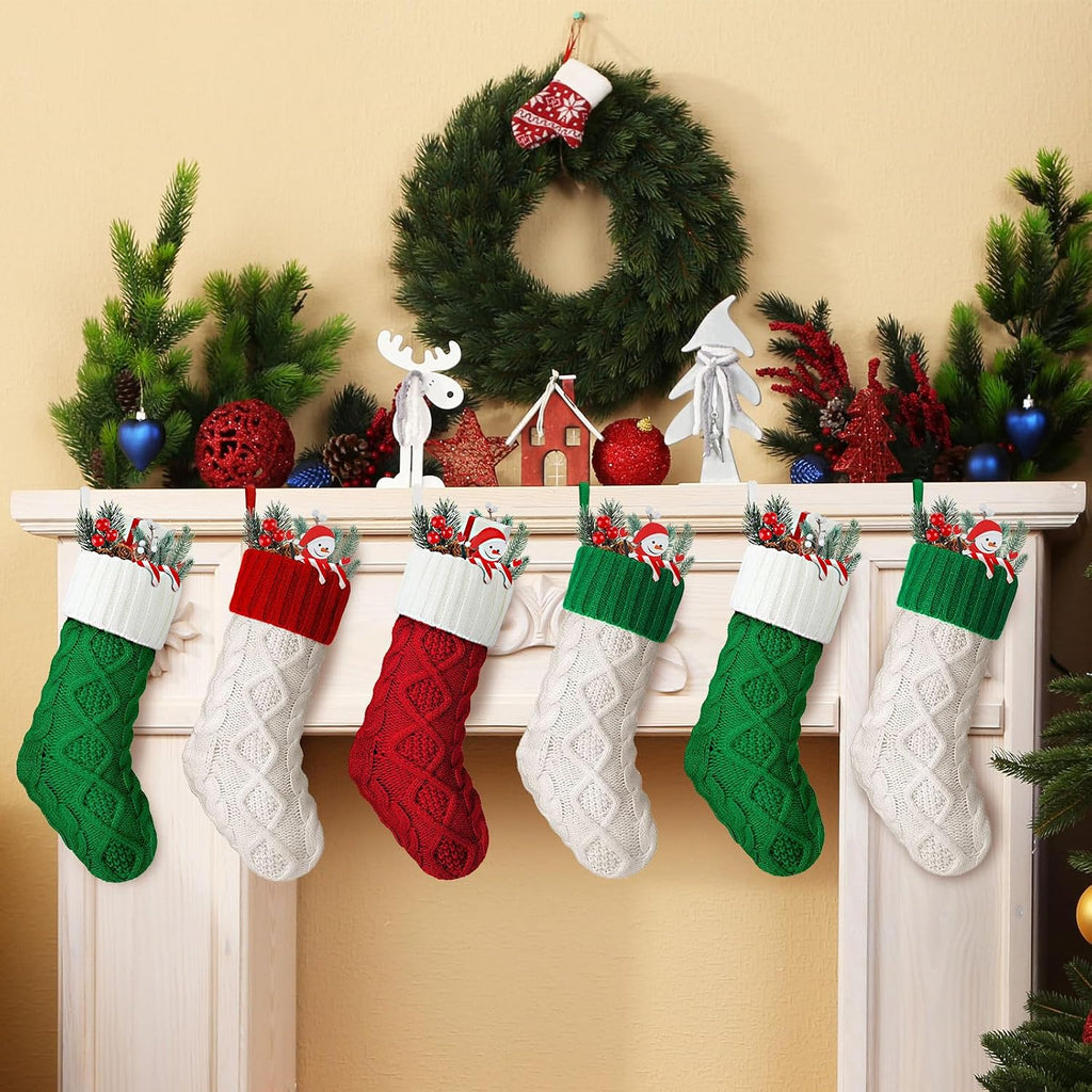 Christmas Stockings Knit, Coarse Knit, Assorted Colors - Set of 12