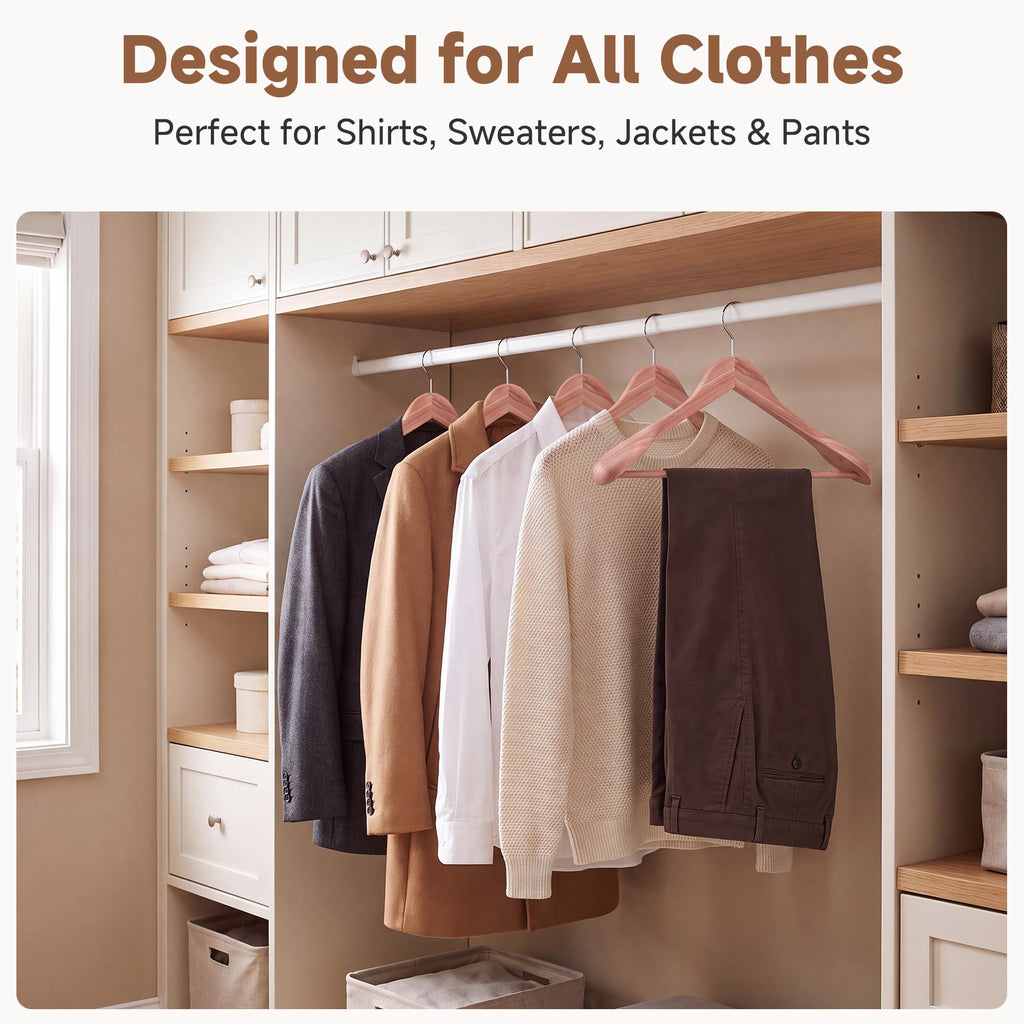Red Cedar Wood Hangers 6 Set, Extra Wide Shoulder Suit Hangers
