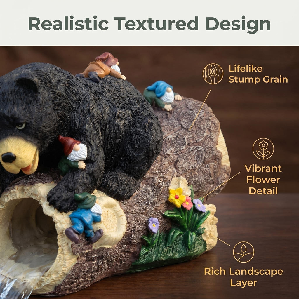 Gutter Downspout Extension Garden Decor, Outdoor Statue Curious Bear Sculpture & Statue Gutter Extender Decor