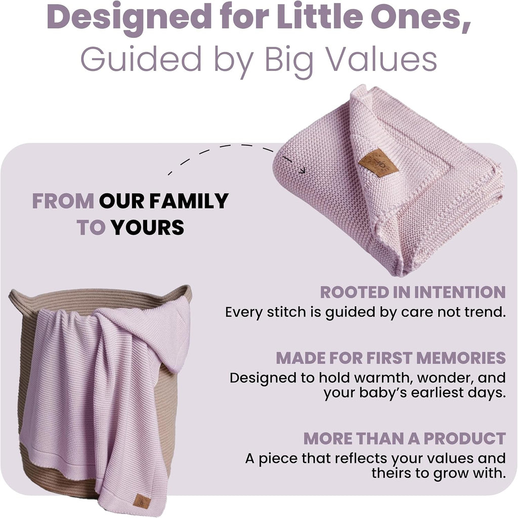 Organic Cotton Baby Blanket 30x40, Lavender Frost, Gift Box