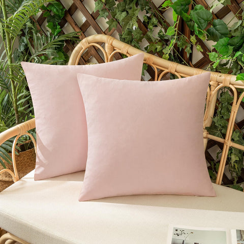 Set of 2 Outdoor Waterproof Throw Pillow Covers Spring Valentine Decorative Farmhouse Linen Pillowcases Solid Cushion