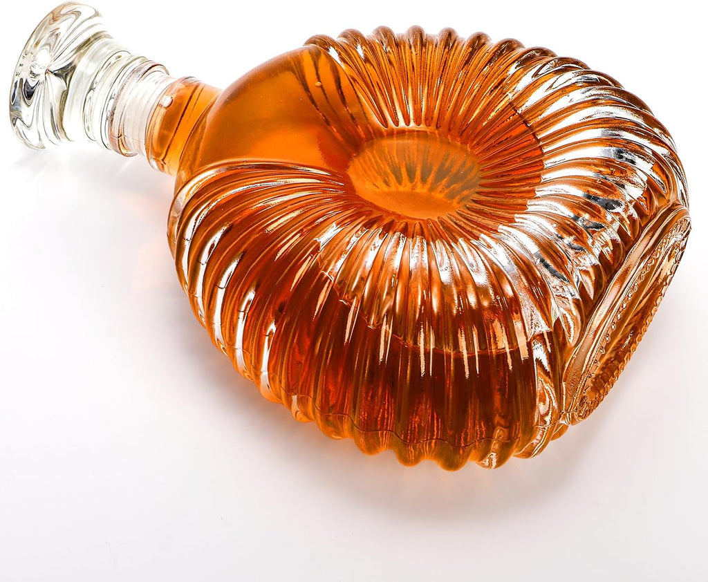 Glass Whiskey Decanter with Airtight Stopper, 25 Oz Crystal Liquor Decanter Lead-free Whiskey Wine Bottle - Set of 3