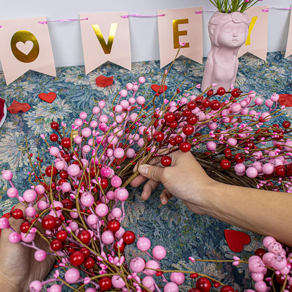 Valentines Day Wreath 22 Inch Valentines Day Wreaths for Front Door Artificial Valentine's Day Door Wreath with Pink