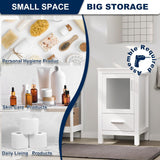 18" Small Bathroom Vanity Sink Combo Modern Freestanding Cabinet W/Matte Glass Door & Drawer Clear Boat