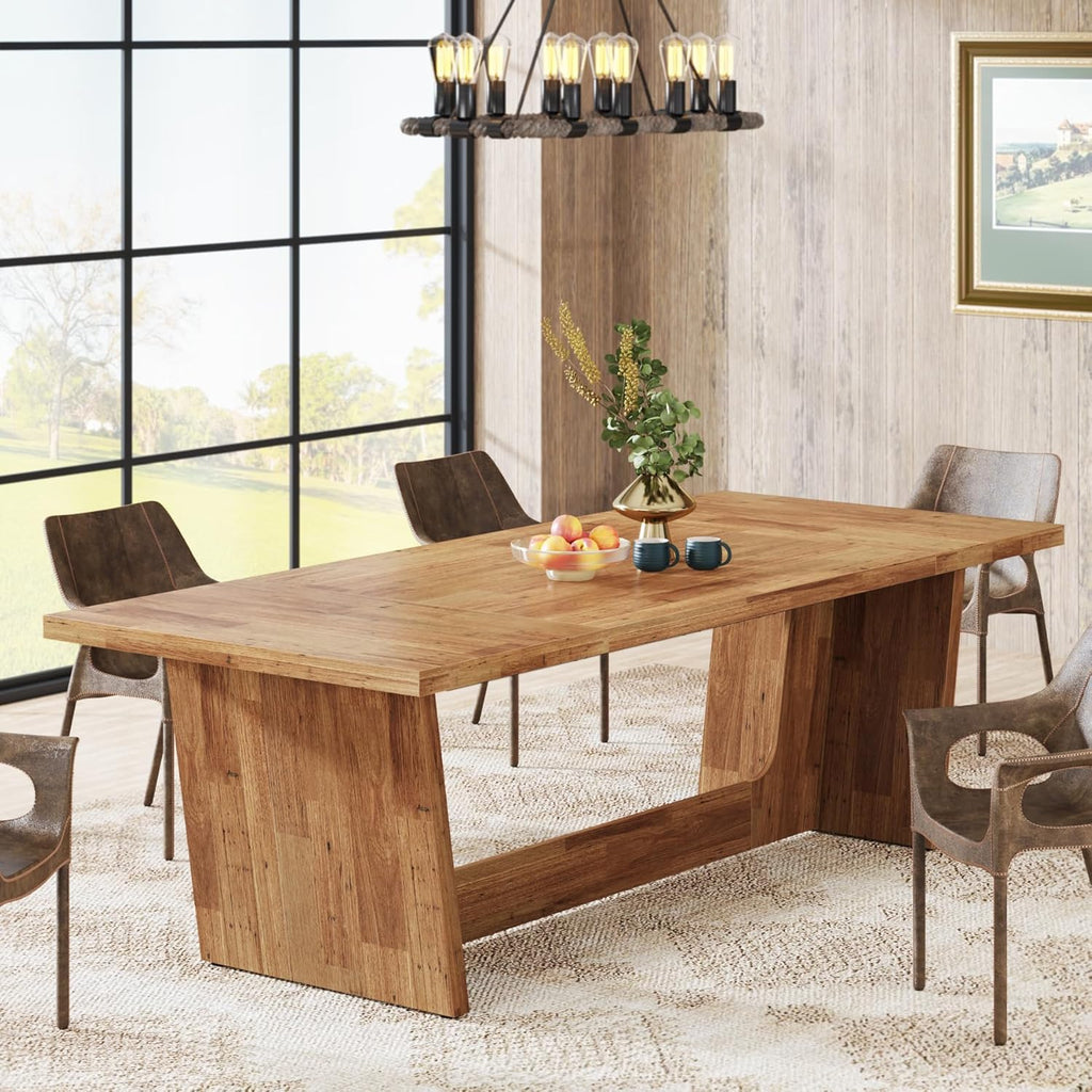 70.87-Inch Large Dining Table: Wood Long Dining Room Table for 6-8, Rectangular Farmhouse Kitchen Dinner Table with
