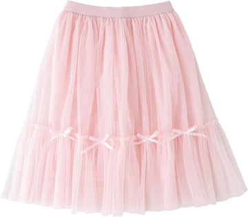 Girls High Waist Tulle Skirts A-line Mesh Skirt Midi Tutu Skirts Dress for Toddler Girl