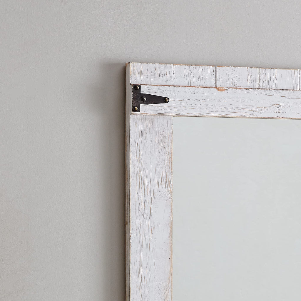 Cottage Door Wall Mirror, 32"H x 24"W, Rustic White