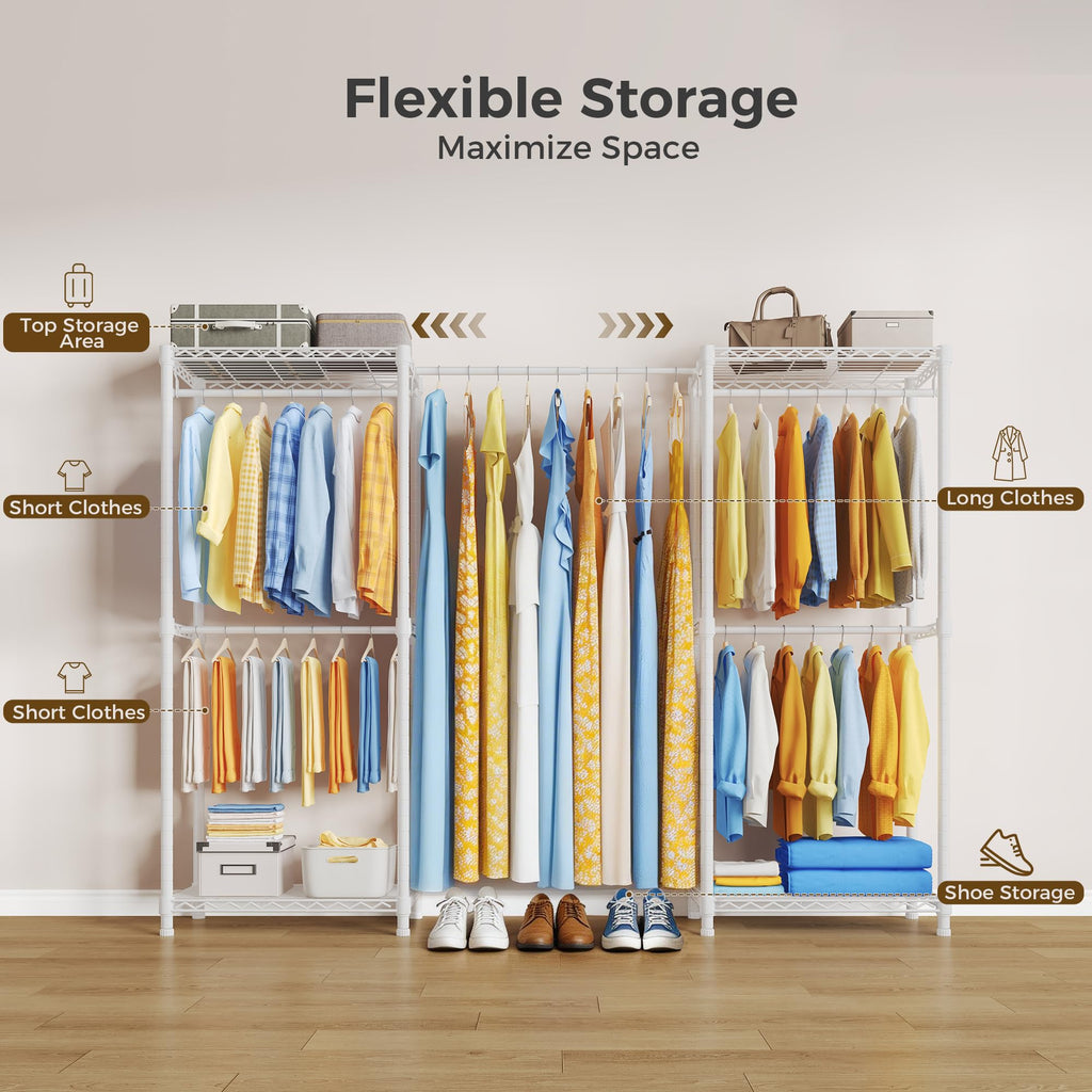 M3 Expandable Clothing Rack, Heavy Duty Clothes Rack, White