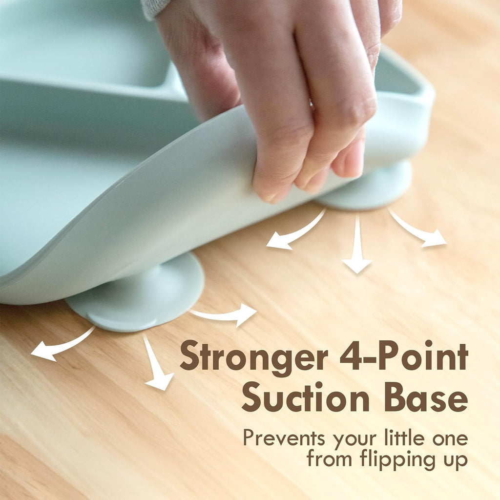 Suction Plates for Baby | 100% Silicone BPA-Free Baby Plates with Lids and Food Cover | Divided Design | Microwave