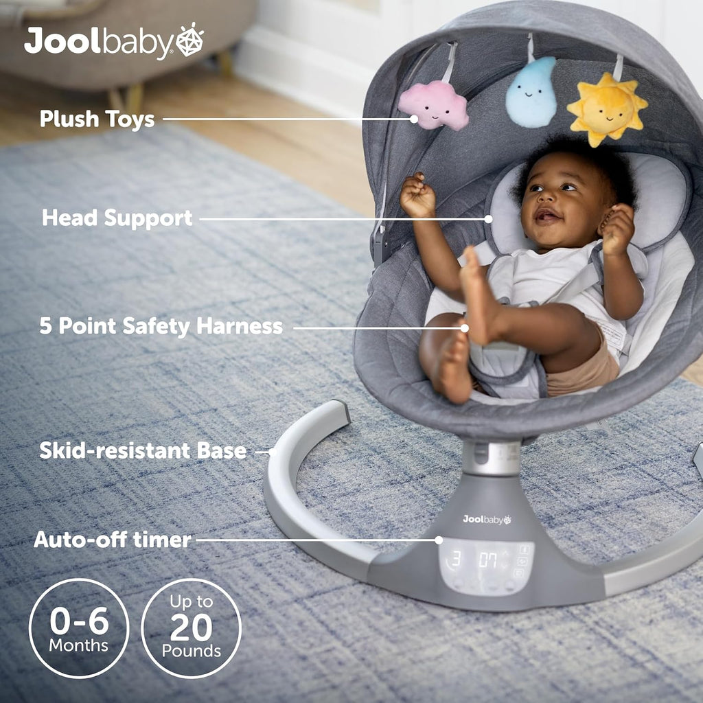 Nova Baby Swing for Infants - Bluetooth Music, Remote (Gray)