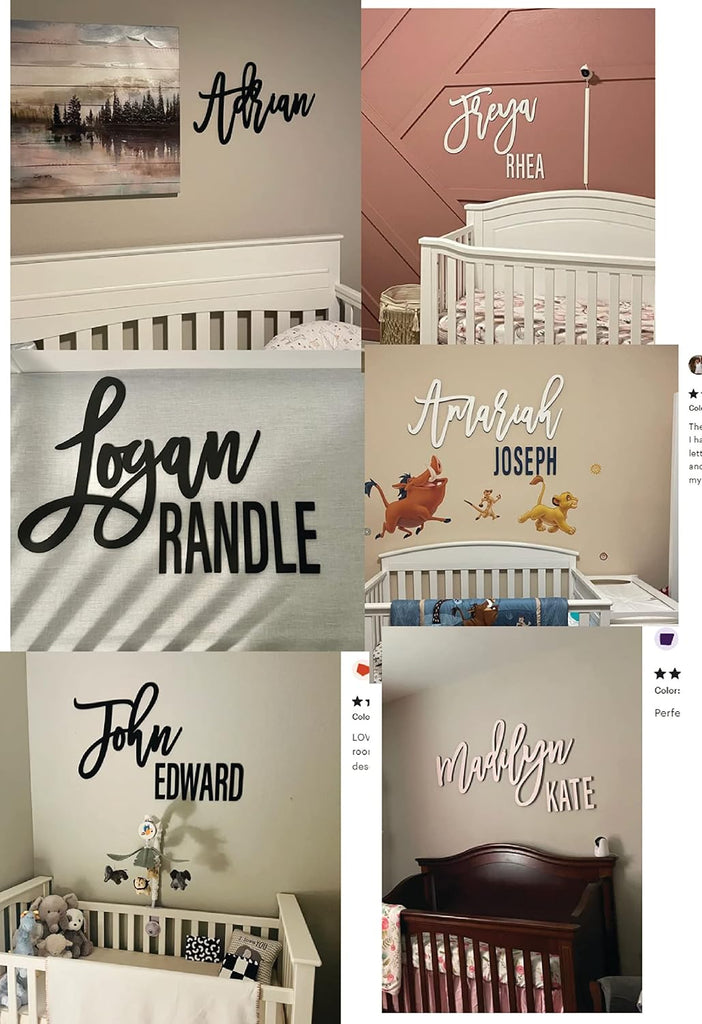 Nursery Name Sign, Personalized with First and Middle Name, Baby Nursery Decor, Wooden Name cut out, letters for wall