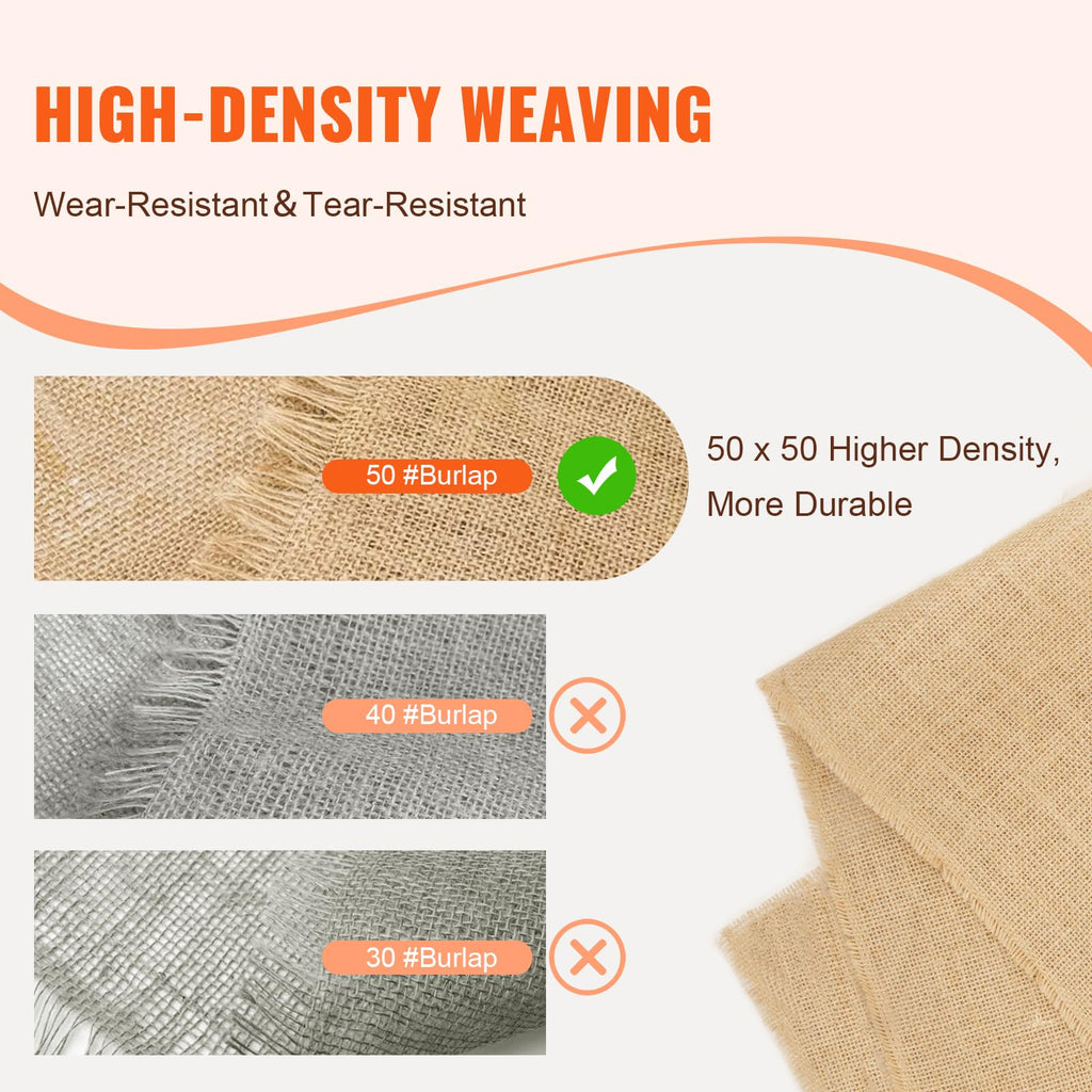 Burlap Fabric Roll, 40" x 150 ft, High Density Wide Natural Burlap Fabric Rolls, Jute Fabric Burlap Tree Wrap Roll