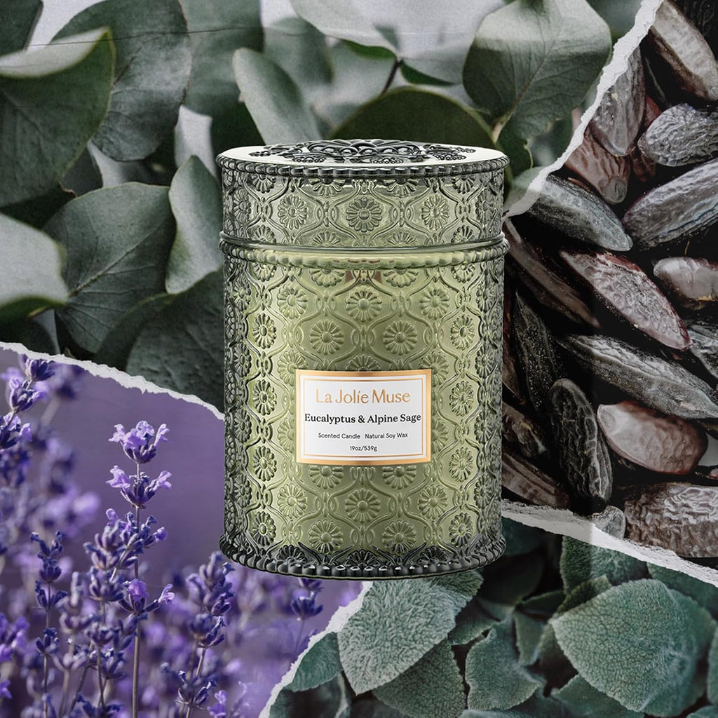 Eucalyptus Sage Fresh Scented Candles, 19 oz Soy Wax - Set of 194