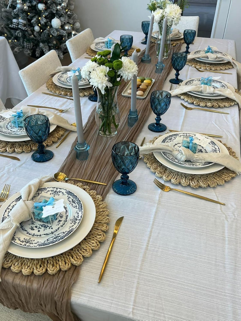 13.8" Set of 6 Round Woven Corn Husk Placemats by | Protects Tables from Heat & Scratches, Perfect for Everyday