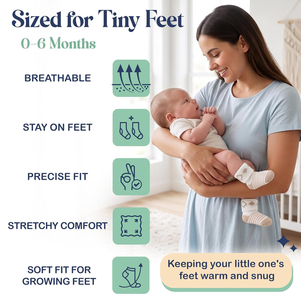Organic Cotton Blend 12 Pairs Baby Socks Unisex Registry