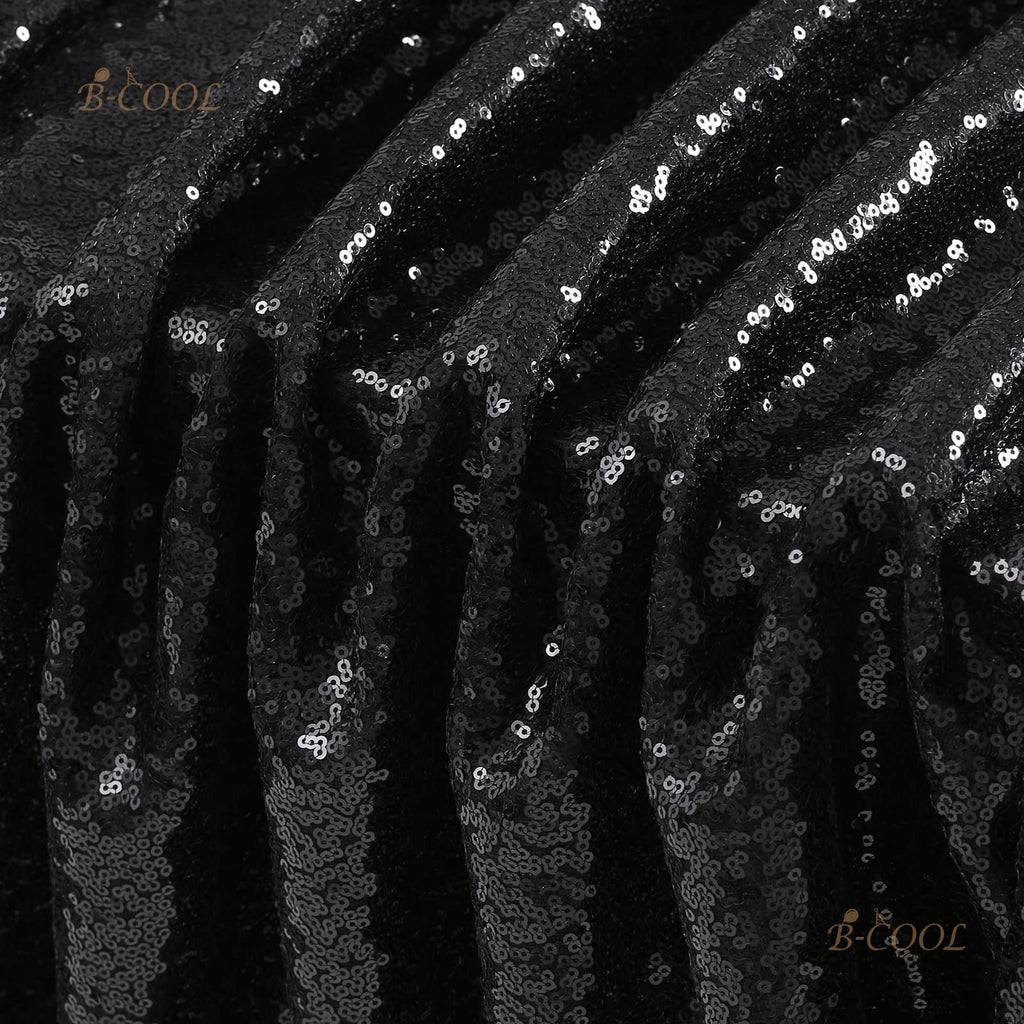 60x102-inch Black Sequin Table Linens Halloween Tablecloth Seamless