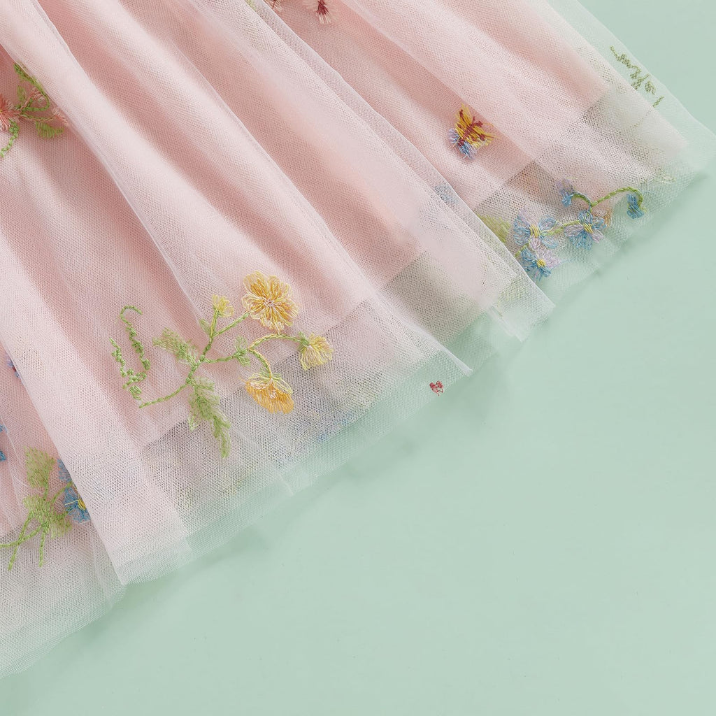 Newborn Infant Baby Girls Clothes Flower Butterfly Embroidery Sleeveless Romper Tulle Mesh Dress Toddler Bodysuit
