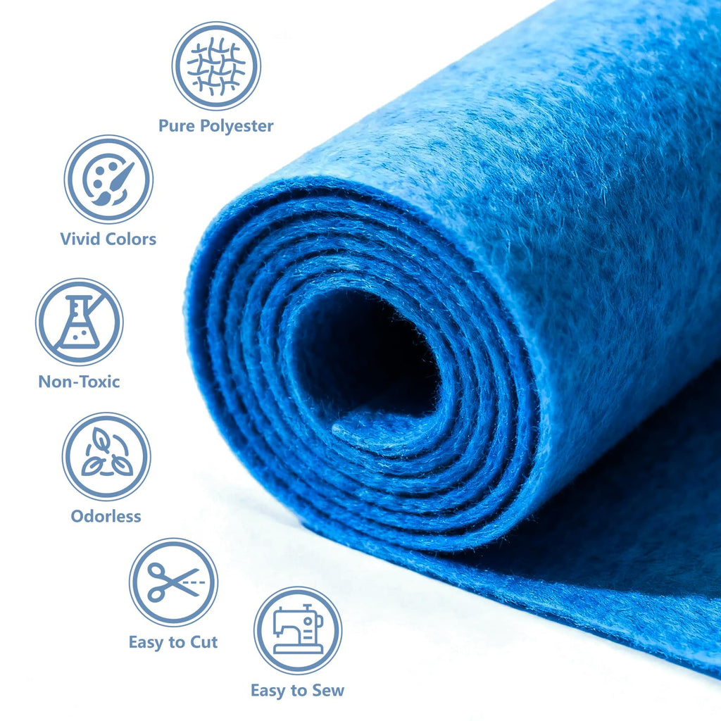 Blue Stiff Felt Sheet 36'' X 36'', 1mm Large Felt Fabric Sheet for Crafts