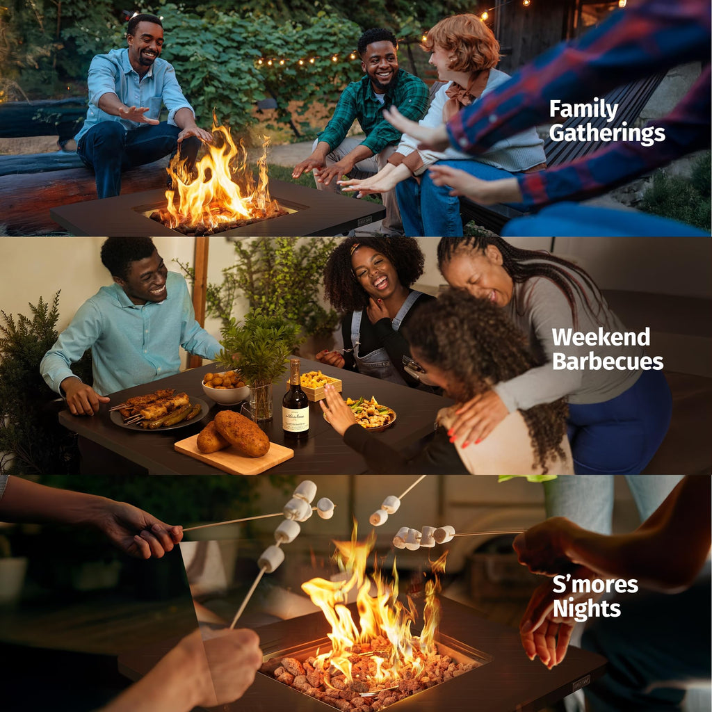28in Gas Fire Pit Table Outdoor, 52, 000 BTU