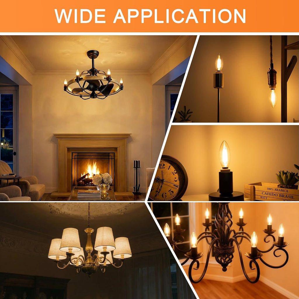 Candelabra Bulb E12 Dimmable 6W Equivalent 60W 2700K 6 Pack