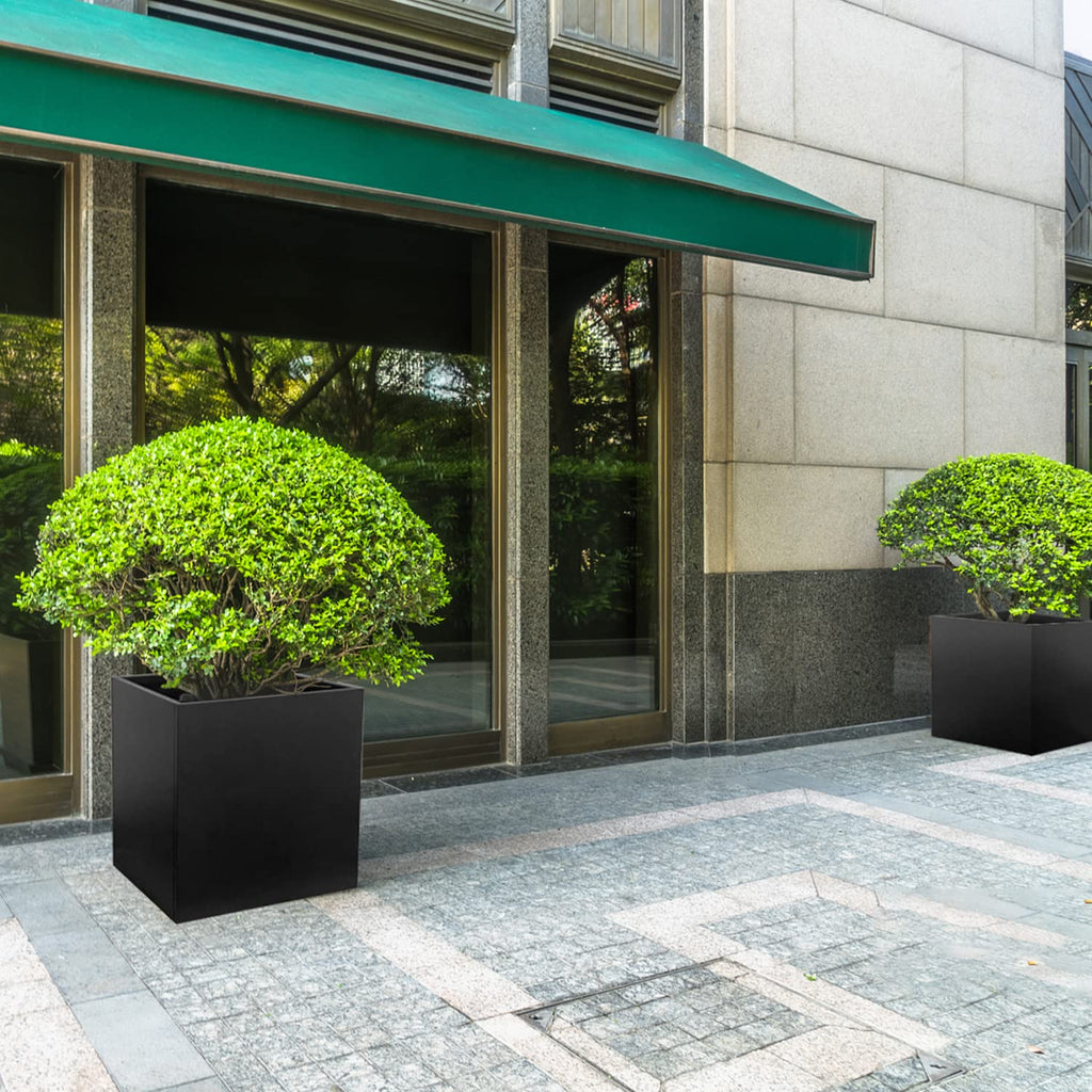 Galvanized Steel Planter Box 28 in Black Square Planters