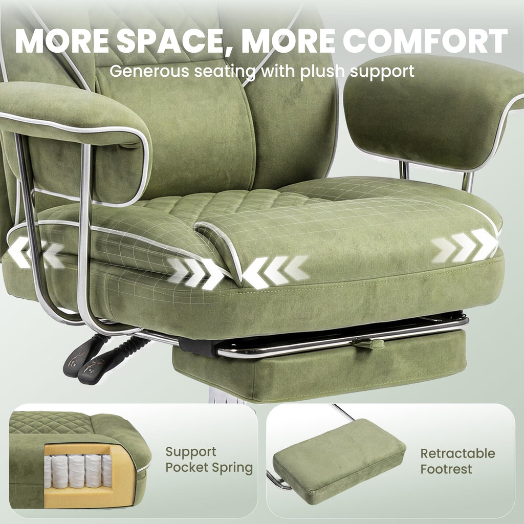 Big and Tall Gaming Chair with Footrest, Reclining Chair, Green