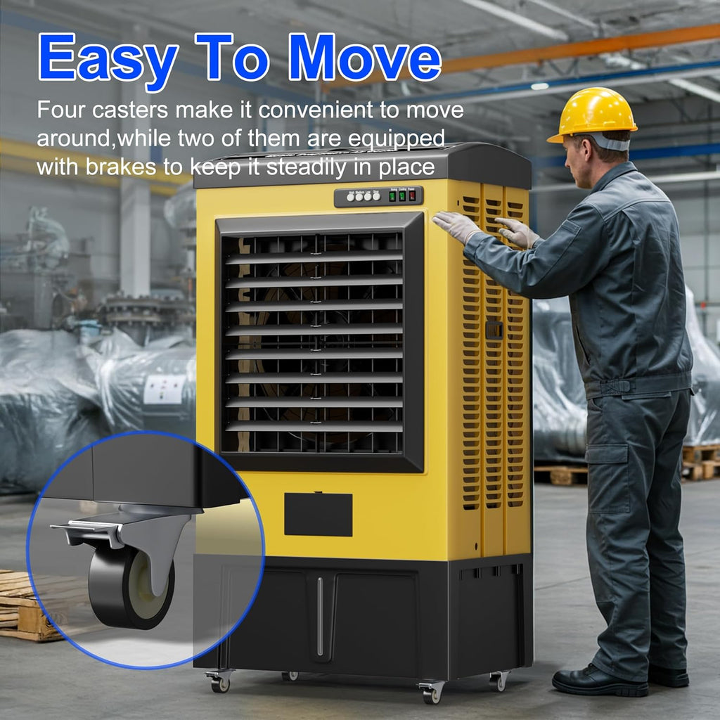 8979CFM Portable Swamp Cooler, Evaporative Air Cooler with 36 Gal Water Tank, Continuous Auto Fill, 3 Speeds