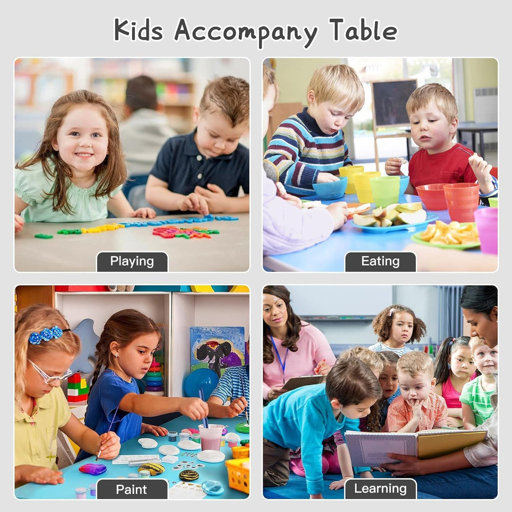Modern Kids Table and 4 Chair Set,23.26" Height Adjustable Toddler Tables and 4 Chairs with Non-Slip Desk