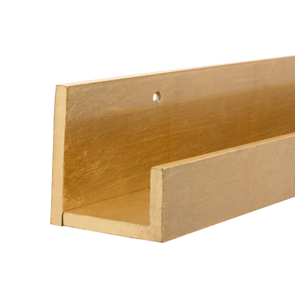 Levie Modern Floating Wall Shelf Picture Frame Holder Ledge, Gold