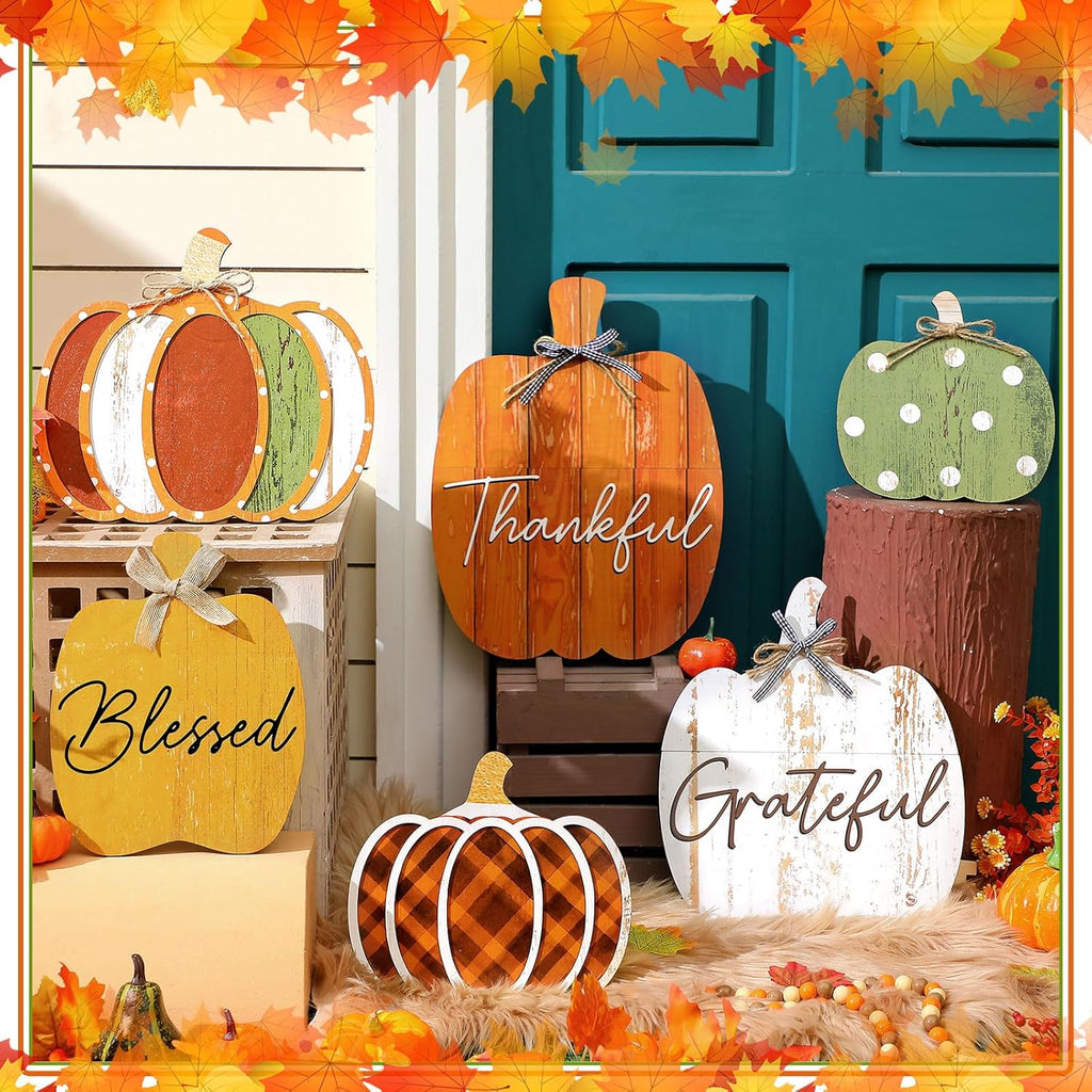 Farmhouse Outdoor Fall Decoration Porch, Pumpkin - Set of 6