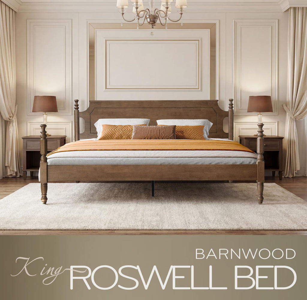 Solid Wood King Size Bed Frame with Headboard & Footboard, Platform Bed, Central Metal Legs, 12 Sturdy Slats, Under