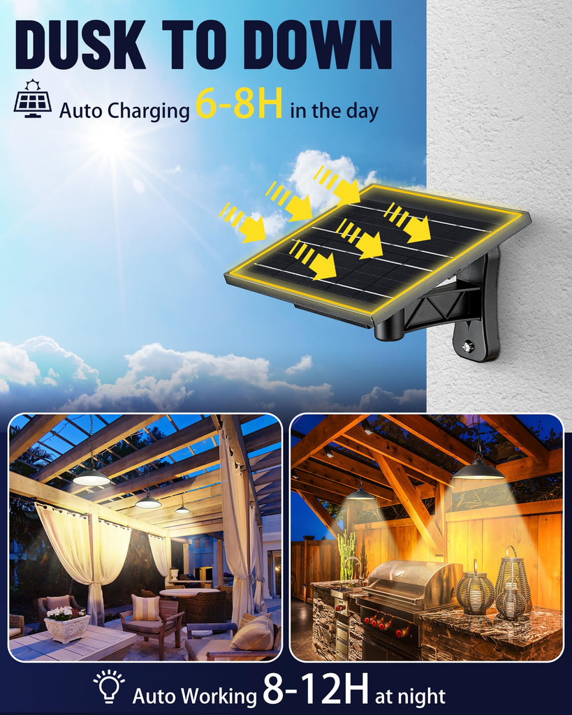 Solar Pendant Lights with Remote Control, 8 Inch, 1 Pack