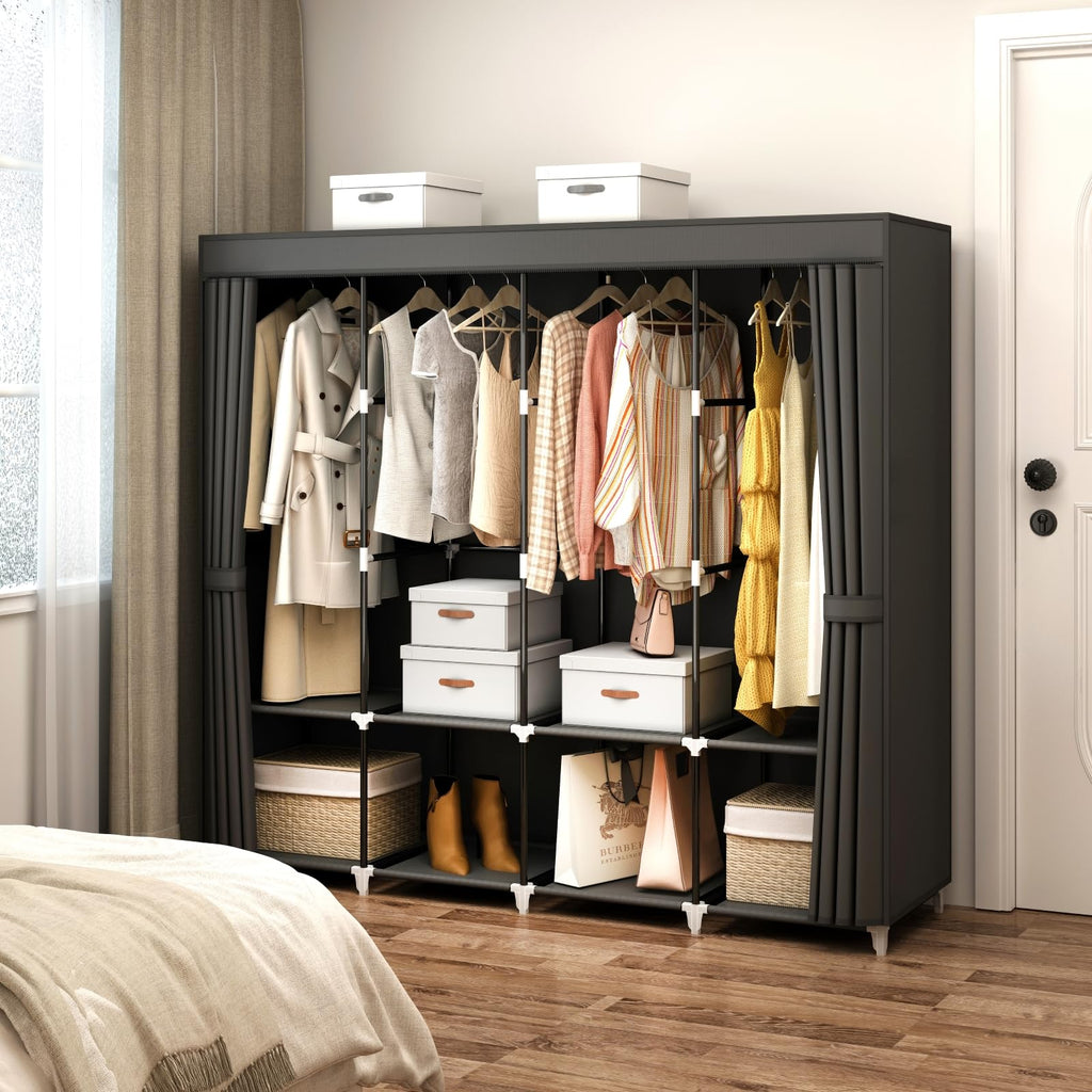 67" Portable Wardrobe Closet for Hanging Clothes Large Capacity