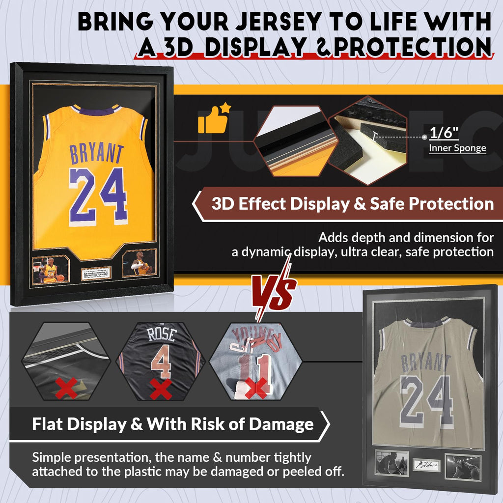 Jersey Frame Display Case, Large Clear Acrylic Shadow Box with UV Protection for Baseball Basketball Football Soccer